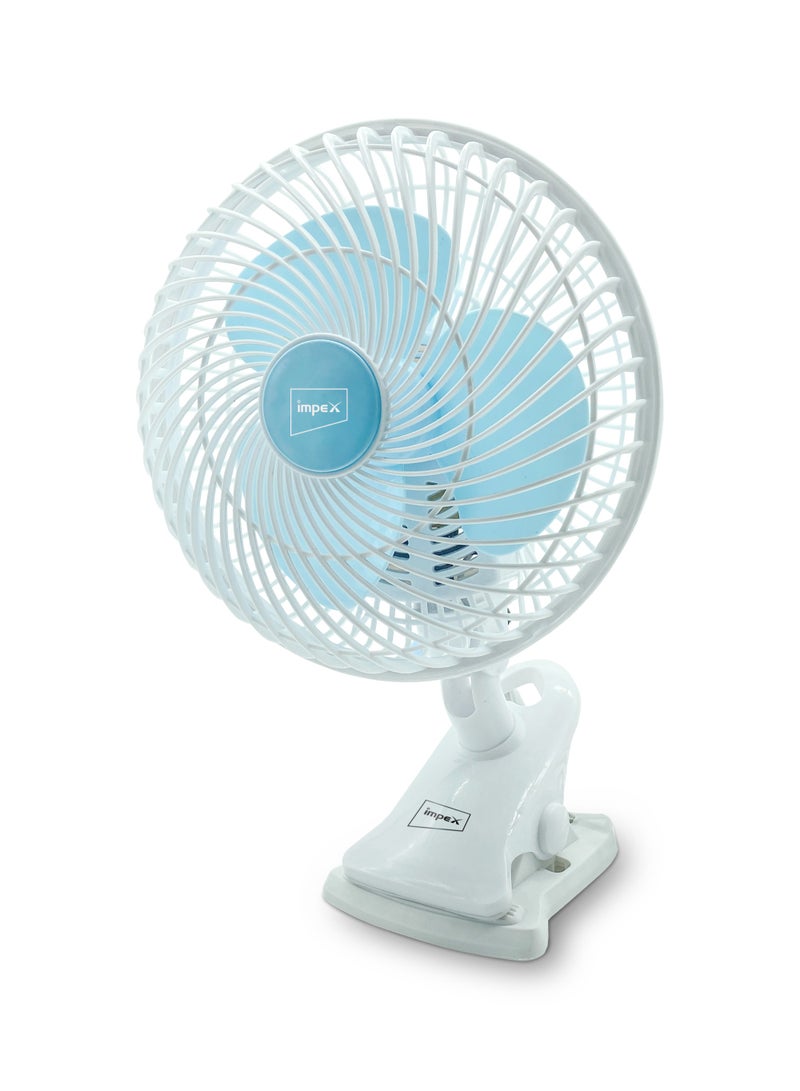 Impex Table And Clip Fan, 8 Inch, 2 Speed Settings With Oscillating/Rotating, Portable Fan For Home Office Outdoor Travel CF 01 White - Image 1