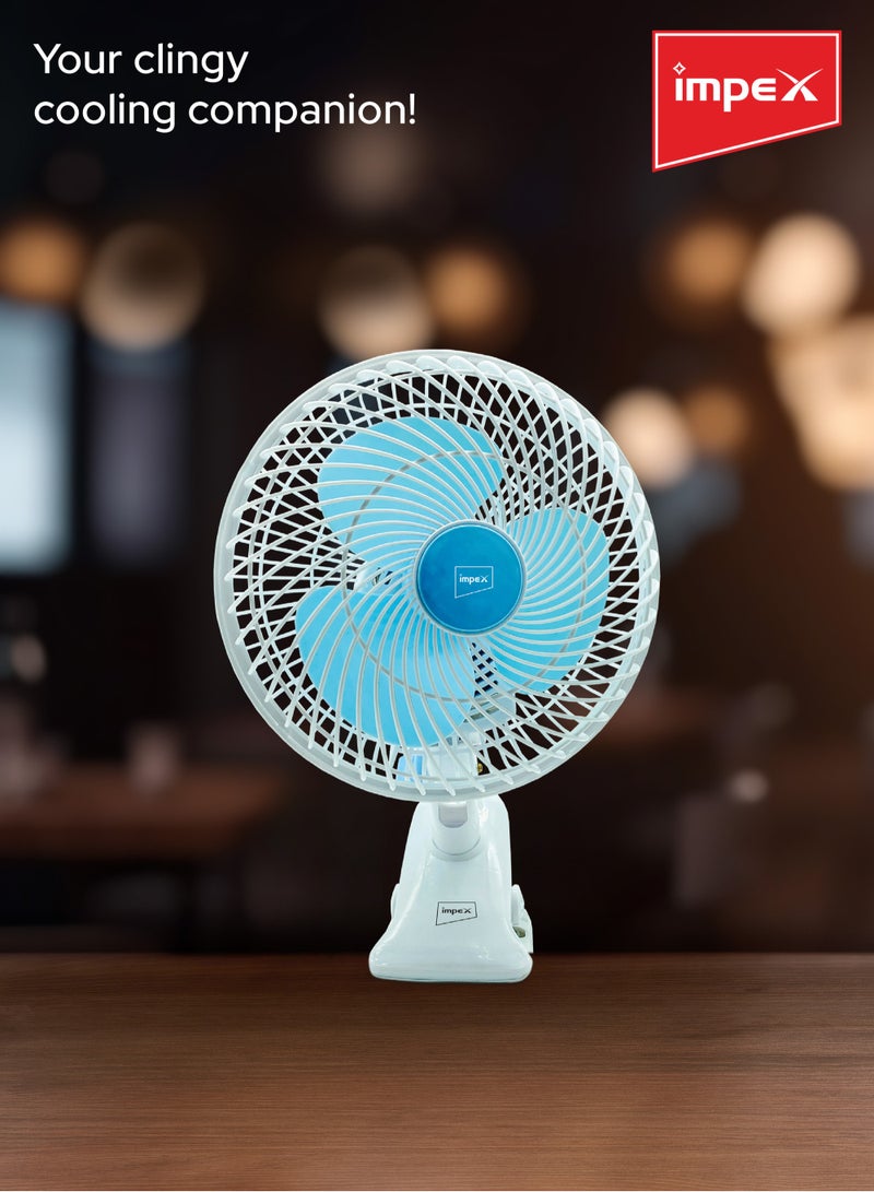 Impex Table And Clip Fan, 8 Inch, 2 Speed Settings With Oscillating/Rotating, Portable Fan For Home Office Outdoor Travel CF 01 White - Image 3
