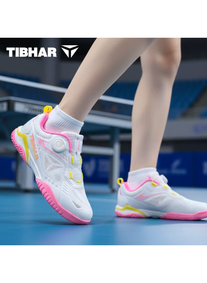 Tibhar Men's Table Tennis Shoes Compeion Non-slip Sports Shoes Women's Professional Training Shoes White/light Pink Size 41