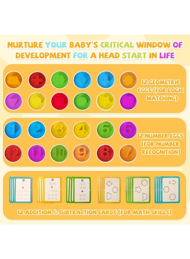 Arabest Matching Eggs Toy Chicken Easter Eggs Toy for Toddler Fine Motor Skills Color & Shape Sorter Recognition Egg Toys Montessori Sensory Educational Geometric Puzzle Toys Best Gifts for Kids Boys Girls - Image 4