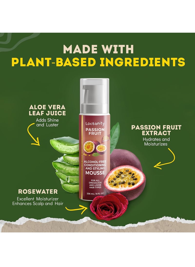 Locsanity Locsanity Passion Fruit Alcohol-Free Conditioning and Styling Mousse, Rolling, Twisting, Locking Mousse- Dreadlocks, Locs, Sisterlocks, Loose Natural Hair, Braidlocs  - Image 3