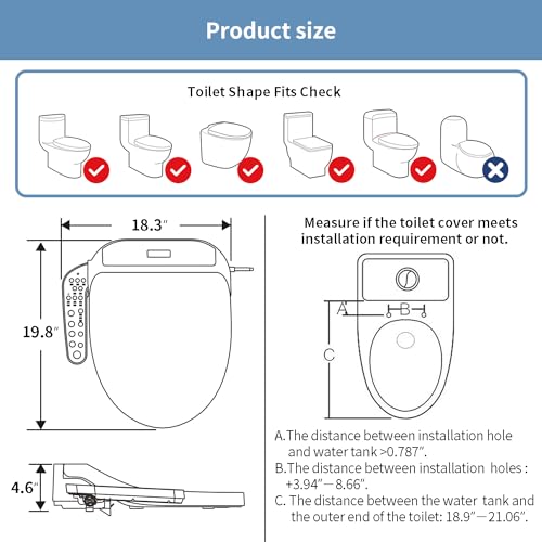 KERDE P30BR Electric Bidet Toilet Seat with Child Seat - Dual Control (Side Panel & Remote), Warm Water Wash, Heated Seat, Warm Air Dryer, LED Night Light, Universal Fit for Elongated Toilets - Image 3