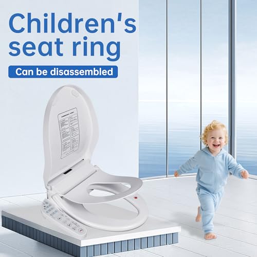 KERDE P30BR Electric Bidet Toilet Seat with Child Seat - Dual Control (Side Panel & Remote), Warm Water Wash, Heated Seat, Warm Air Dryer, LED Night Light, Universal Fit for Elongated Toilets - Image 5
