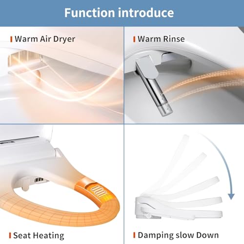 KERDE P30BR Electric Bidet Toilet Seat with Child Seat - Dual Control (Side Panel & Remote), Warm Water Wash, Heated Seat, Warm Air Dryer, LED Night Light, Universal Fit for Elongated Toilets - Image 4