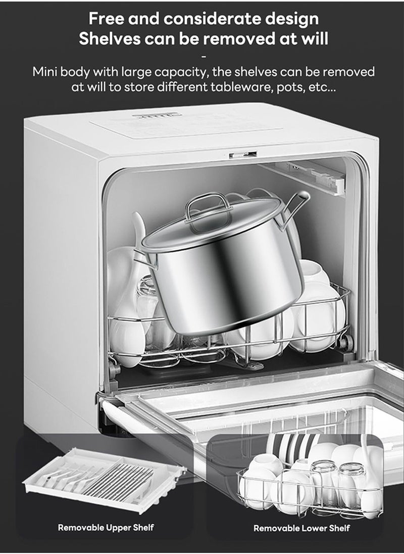ET-LIFE Countertop Dishwasher, Installation-Free Automatic Dishwasher, 4 Programs, High Temp Disinfection and Hot Air Drying for 8 People  - Image 2