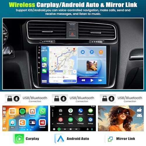 AMprime [4+64G] 8-Core Android 15 Car Stereo for Mazda CX-9 2007-2015 with Wireless Carplay&Android Auto,10.1 Inch Car Radio with Mirror Link Bluetooth FM/RDS WiFi GPS Navigation SWC Dual USB+Backup Camera - Image 3