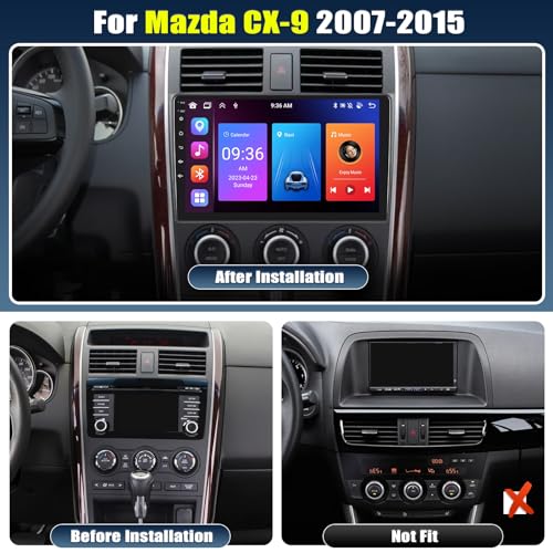 AMprime [4+64G] 8-Core Android 15 Car Stereo for Mazda CX-9 2007-2015 with Wireless Carplay&Android Auto,10.1 Inch Car Radio with Mirror Link Bluetooth FM/RDS WiFi GPS Navigation SWC Dual USB+Backup Camera - Image 2