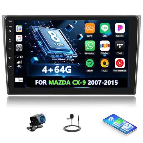AMprime [4+64G] 8-Core Android 15 Car Stereo for Mazda CX-9 2007-2015 with Wireless Carplay&Android Auto,10.1 Inch Car Radio with Mirror Link Bluetooth FM/RDS WiFi GPS Navigation SWC Dual USB+Backup Camera - Image 1