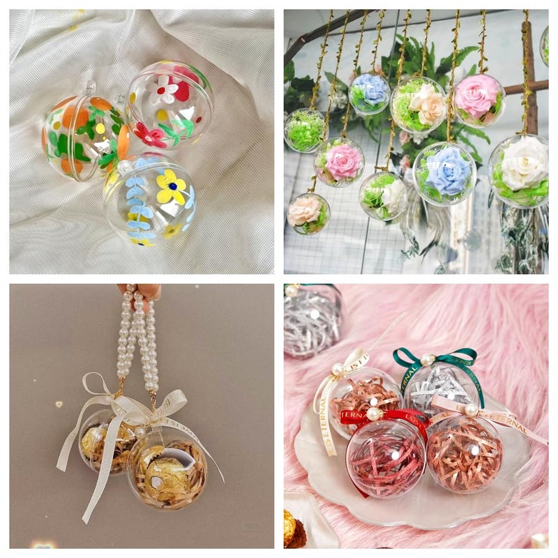 YOZIEMQ Acrylic Hollow Ball, Clear Plastic Fillable Ornaments Ball, DIY Clear Plastic Balls for New Years Present,Xmas Tree,Home Decoration,Wedding,Party (7.87inch/5PCS) - Image 5