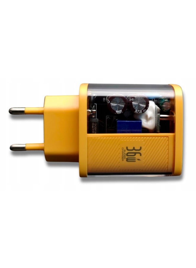 Bavin 36W USB C Wall Charger GaN PD/QC PPS Super Fast Charging Power Adapter for iPhone 12/13/14/15/16 Serie, Samsung S20/S21/S22/S23/S24 Series Pixel 7/6, iPad Pro/Air - Orange - Image 2