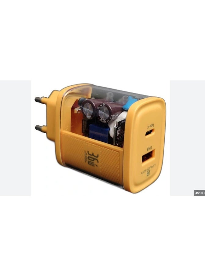 Bavin 36W USB C Wall Charger GaN PD/QC PPS Super Fast Charging Power Adapter for iPhone 12/13/14/15/16 Serie, Samsung S20/S21/S22/S23/S24 Series Pixel 7/6, iPad Pro/Air - Orange - Image 3