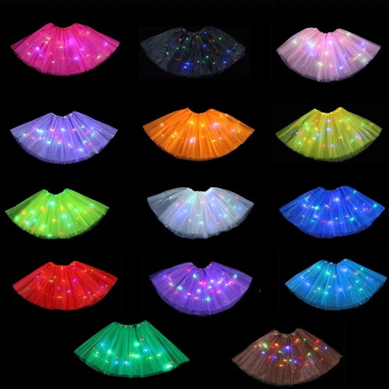 Bybyseno Baby Girls Light Up LED Ballet Tutu Skirt Dress Up Costume Tutu Kids Party 3-Layer Multicolor Skirts (Yellow) - Image 3