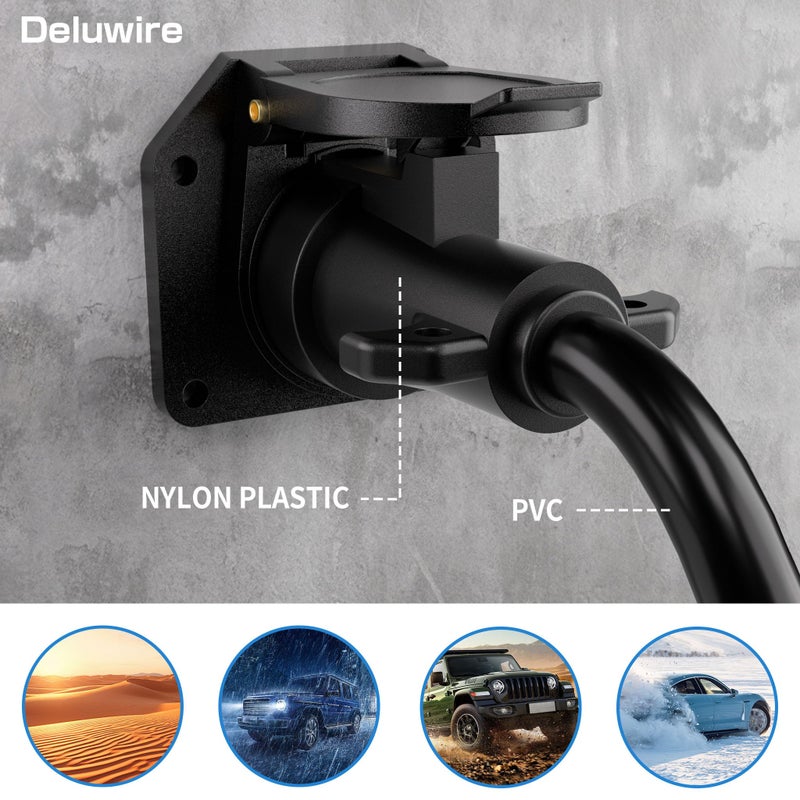 Deluwire 4 FT 7 Pin Trailer Plug, Heavy Duty Trailer Wiring Harness, 7 Way Trailer Cord with Double Prongs Connector for Trailers, RVs, Campers - Image 5
