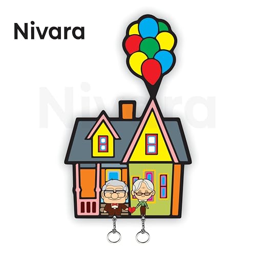 Nivaraprint Up Movie Theme Based Keychain Holder For Couples, Printed Stylish Wooden Keychain For Couples | Gift For Her | Gift For Him | Gift For Girlfriend | Gift For Boyfriend,Multi-Coloured - Image 5