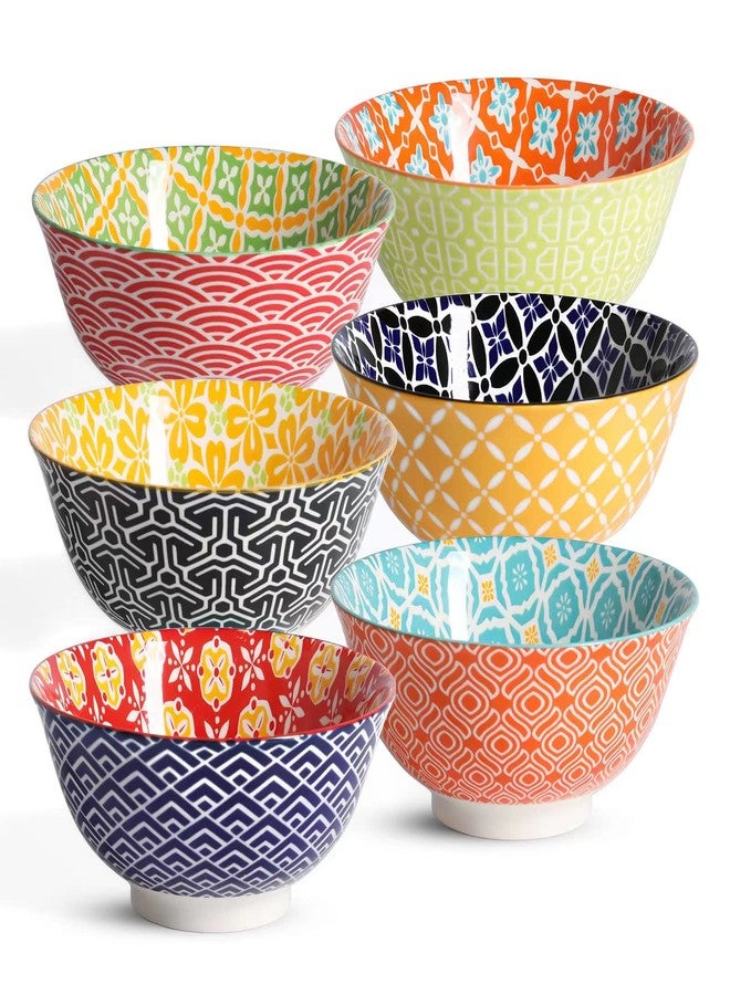 Metahom Ceramic Cereal Bowls, 23 Oz Colorful Soup Bowls, Deep Porcelain Bowl Set for Salad, Dessert, Pasta, Ice Cream,Set of 6 - Image 1