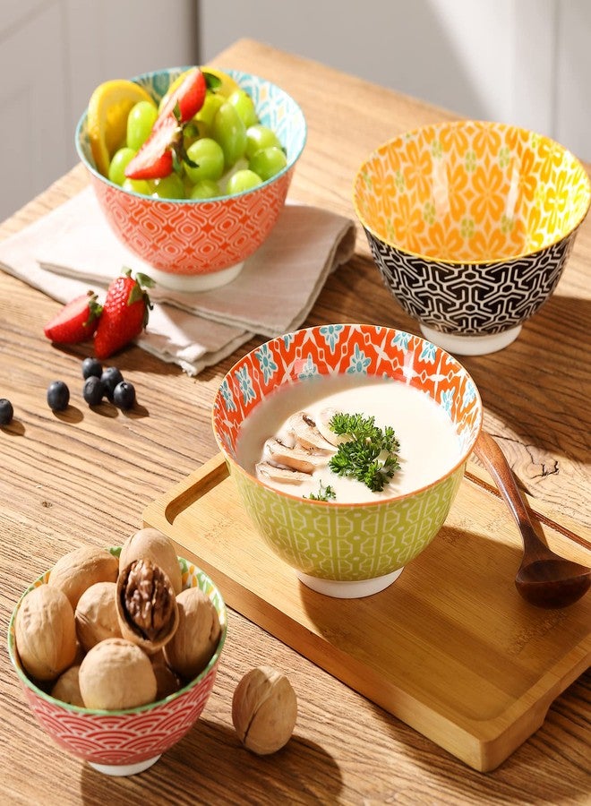 Metahom Ceramic Cereal Bowls, 23 Oz Colorful Soup Bowls, Deep Porcelain Bowl Set for Salad, Dessert, Pasta, Ice Cream,Set of 6 - Image 3