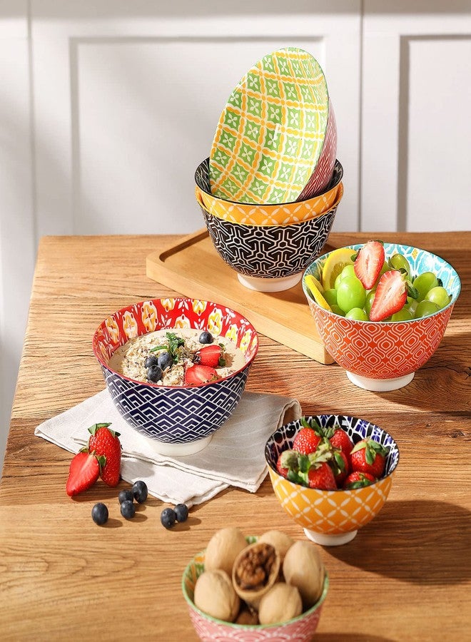 Metahom Ceramic Cereal Bowls, 23 Oz Colorful Soup Bowls, Deep Porcelain Bowl Set for Salad, Dessert, Pasta, Ice Cream,Set of 6 - Image 2