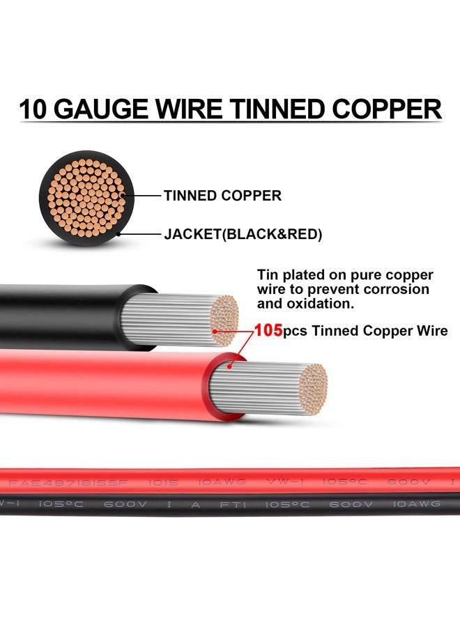 iGreely 10 Gauge Wire - iGreely 30 FT Red & 30 FT Black 10 Gauge Tinned Copper Electrical Wire Cable for Solar Panel Car Audio Automotive Trailer Marine Harness Wiring 10AWG 30Ft (10AWG 30Ft) - Image 2