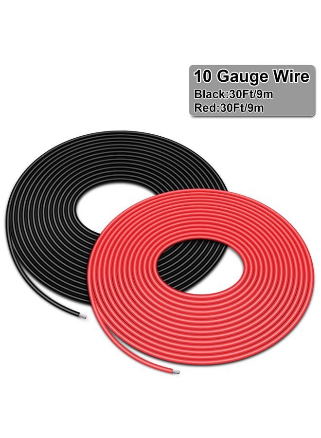 iGreely 10 Gauge Wire - iGreely 30 FT Red & 30 FT Black 10 Gauge Tinned Copper Electrical Wire Cable for Solar Panel Car Audio Automotive Trailer Marine Harness Wiring 10AWG 30Ft (10AWG 30Ft) - Image 4
