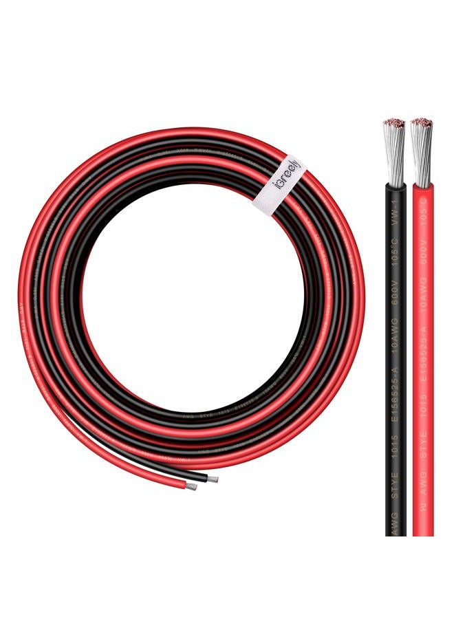 iGreely 10 Gauge Wire - iGreely 30 FT Red & 30 FT Black 10 Gauge Tinned Copper Electrical Wire Cable for Solar Panel Car Audio Automotive Trailer Marine Harness Wiring 10AWG 30Ft (10AWG 30Ft) - Image 1