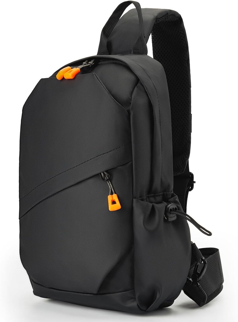 Excefore Sling Crossbody Backpack Bag for Men, Waterproof Lightweight One Strap Sling Bag with External USB Hole Design, Men's Adjustable Sling Shoulder Chest Bag for Travel Cycling Sports and Outdoor, Black - Image 1