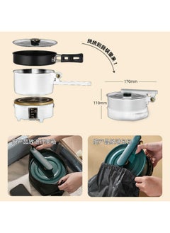 Generic Multifunctional Electric Cooker 2-in-1 Hot Pot & Frying Pan – 750W Non-Stick Portable Cooker with Lid, 2L Stainless Steel, Compact for Dorm, Travel, Office & Small Kitchen Use (White)  - Image 4