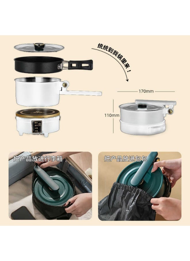 Generic Multifunctional Electric Cooker 2-in-1 Hot Pot & Frying Pan – 750W Non-Stick Portable Cooker with Lid, 2L Stainless Steel, Compact for Dorm, Travel, Office & Small Kitchen Use (White)  - Image 4