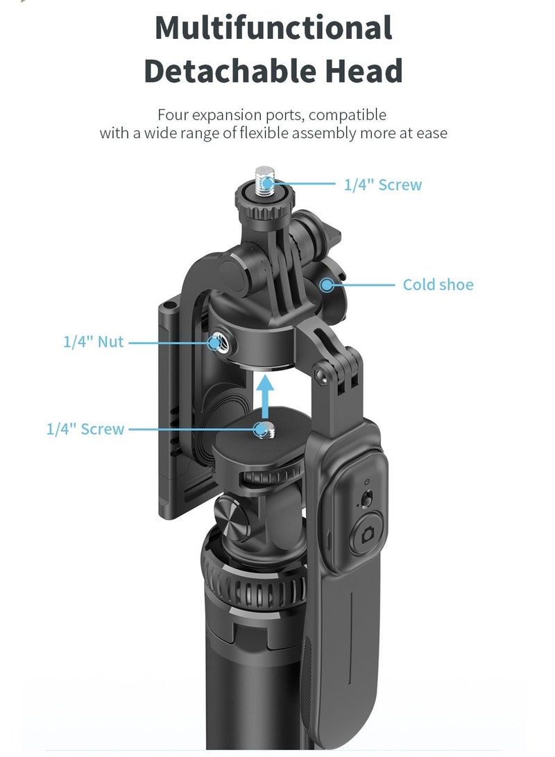 CiYatt 80.9"Multifunctional  Selfie Stick Tripod, with Bluetooth Wireless Remote Control, Portable and Retractable, Compatible with All Kinds of Mobile Phones and Cameras (1/4-inch nut) - Image 2
