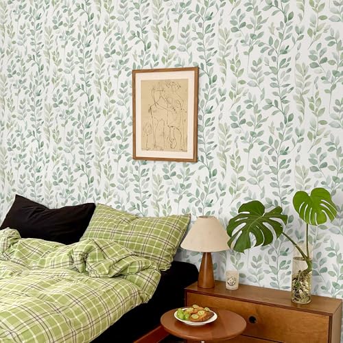 MelunMer Modern Leaf Peel and Stick Wallpaper Boho Green Contact Paper for Cabinets SelfAdhesive Removable Wallpaper for Bedroom Decor Botanical Contact Paper Bathroom Waterproof 787inL173inW - Image 3