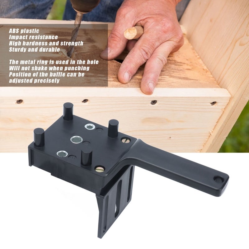 Woodworking Dowel Jig Professional Portable Handheld Drill Guide Punch Locator Tool for Carpenter - Image 3