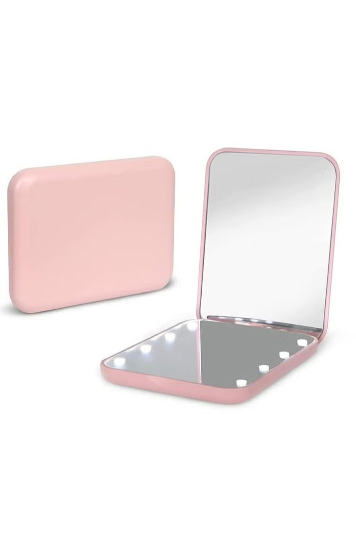 Pocket Mirror, 1X/2.5X Magnification LED Compact Travel Makeup Mirror with Light for Purse, 2-Sided, Portable, Folding, Handheld, Small Lighted Mirror for Gift, Pink - Image 1