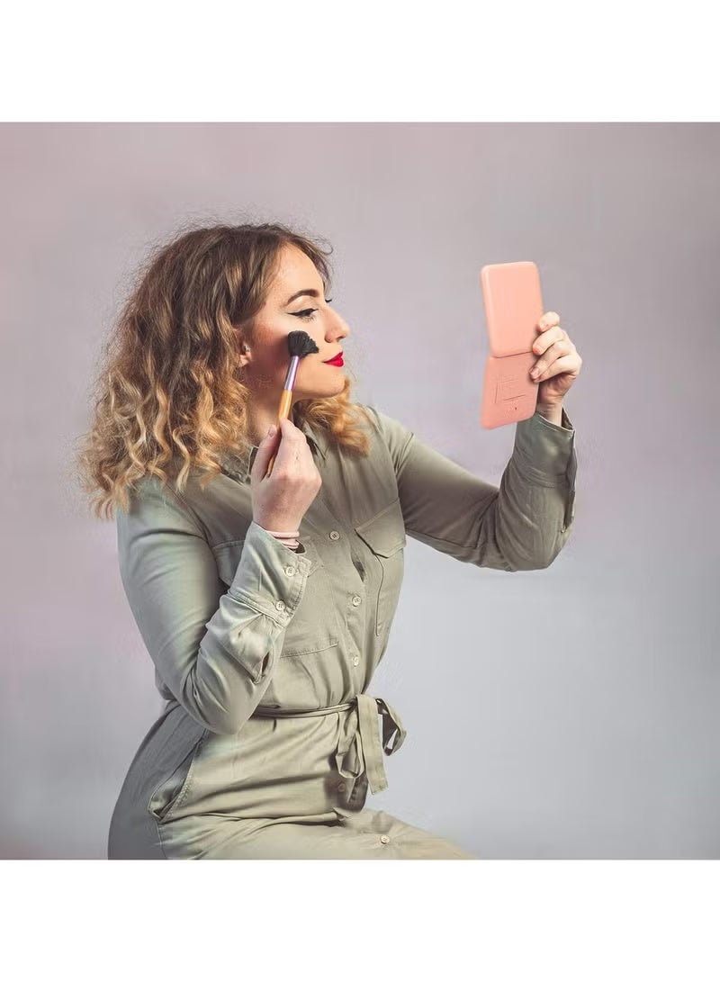 Pocket Mirror, 1X/2.5X Magnification LED Compact Travel Makeup Mirror with Light for Purse, 2-Sided, Portable, Folding, Handheld, Small Lighted Mirror for Gift, Pink - Image 3