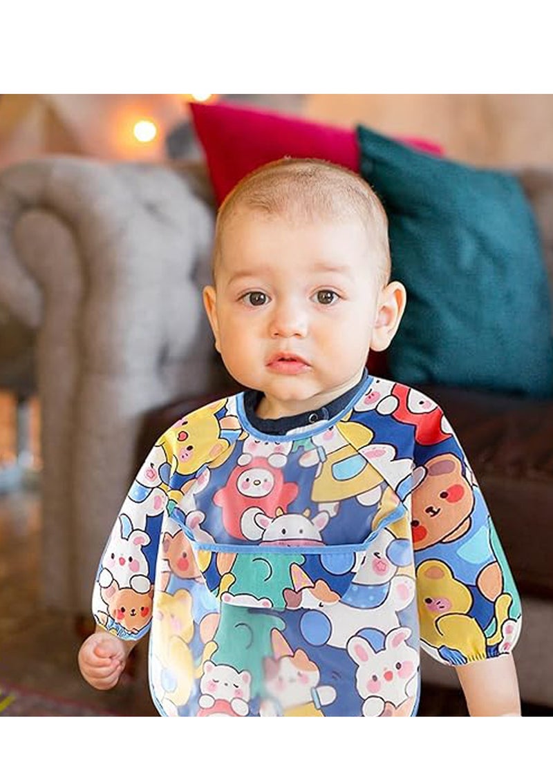 Excefore - Long Sleeves Baby Bibs, Waterproof Toddler Weaning Bibs, Coverall Baby Bibs for Baby Feeding, with Pocket 9-36 Months, Infants Eating and Painting - Image 1