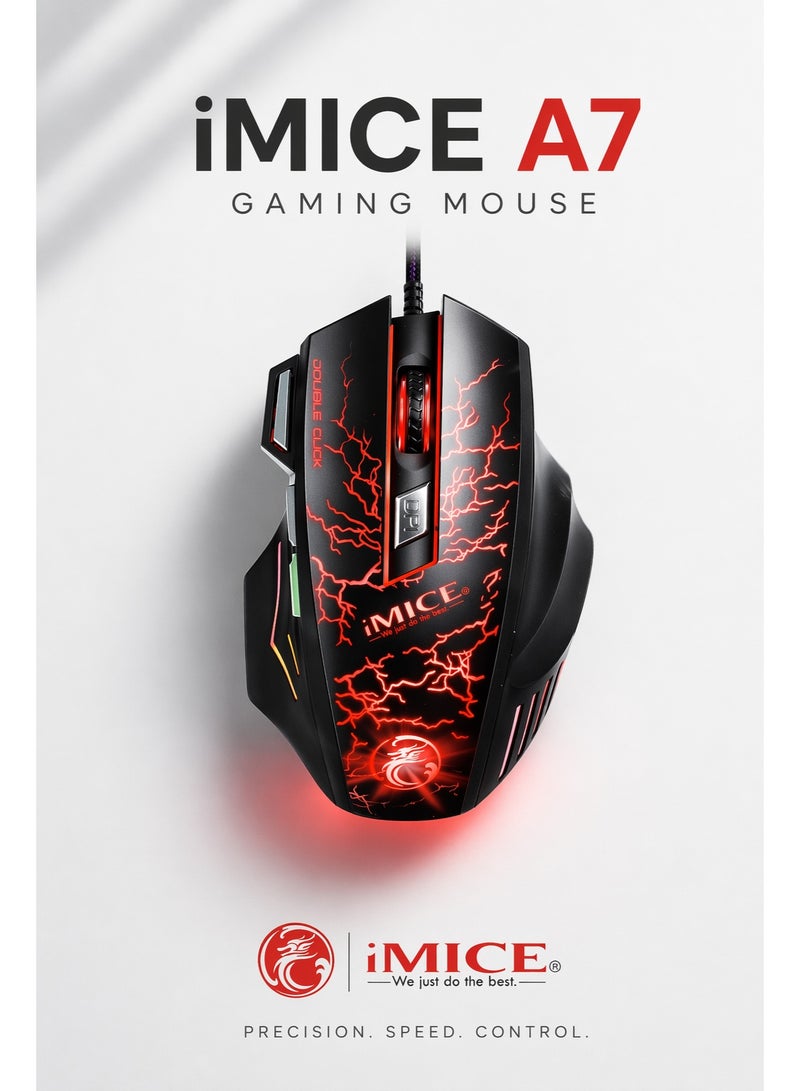 IMICE A7 Gaming Mouse – Ergonomic RGB Wired Mouse with Adjustable DPI for PC & Laptop - Image 1