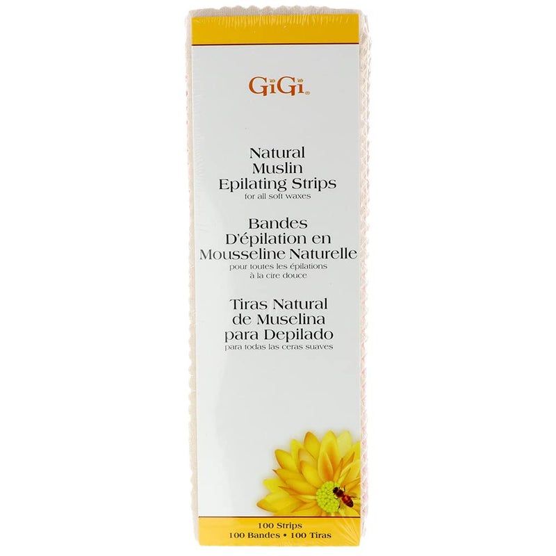 GiGi Natural Muslin Epilating Strips Large (3" x 9") 100 Strips - Image 1