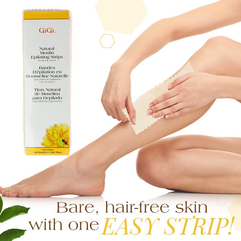 GiGi Natural Muslin Epilating Strips Large (3" x 9") 100 Strips - Image 3