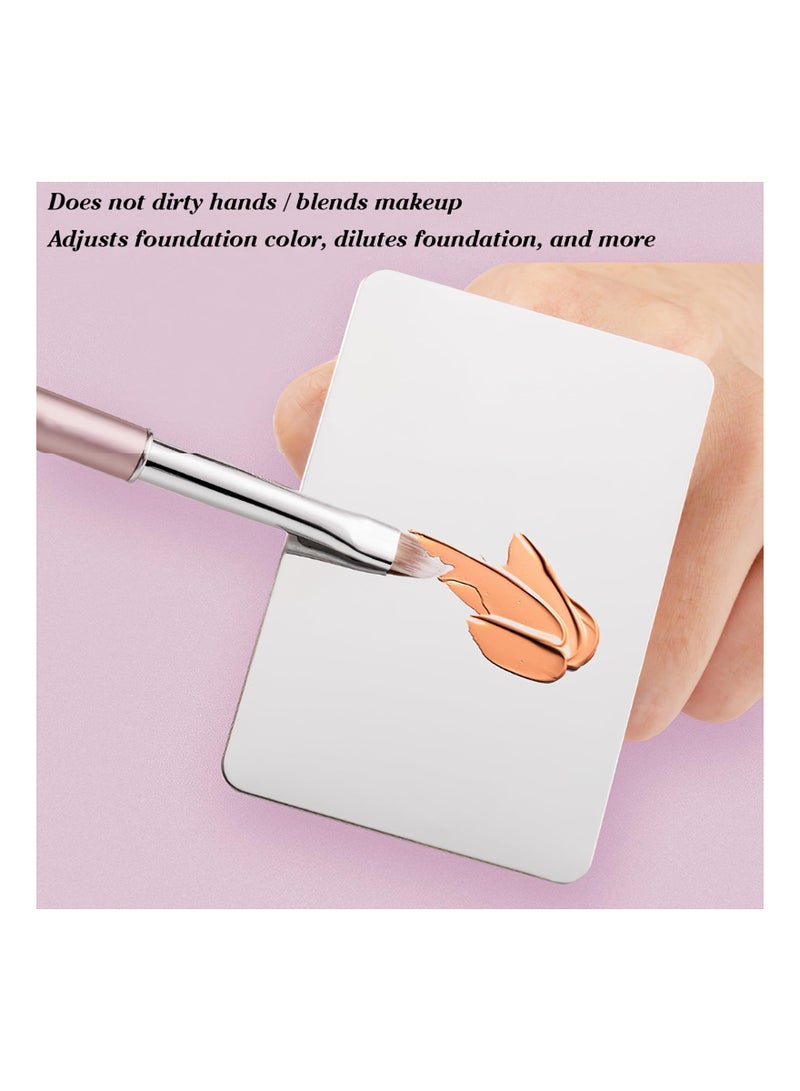 SYOSI Makeup Mixing Palette, Makeup Spatula Palette with Foundation Spatula, Stainless Steel Makeup MixingTray Nail Art Palette Foundation Mixing Tray Cosmetic Spatula Makeup Palette Makeup Mixer - Image 2
