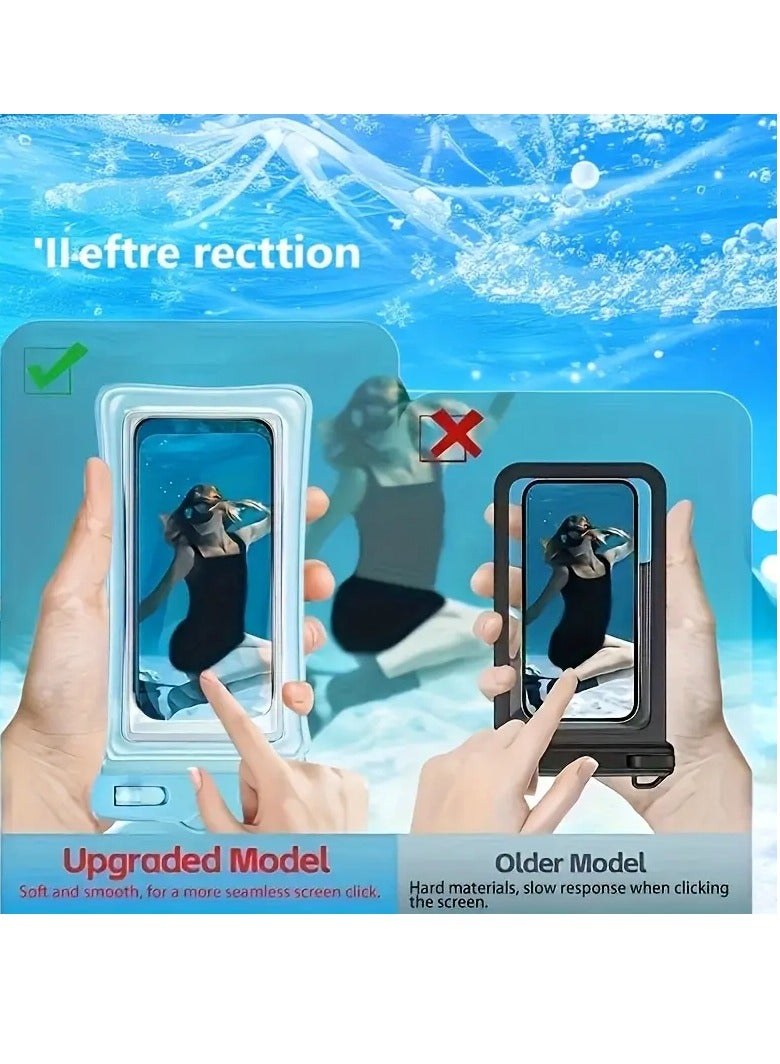 MUMO 4-Piece Waterproof  Mobile Phone Bag Floating Universal, Waterproof Mobile Phone Case Up To 7 Inches Suitable For Outdoor, Swimming, Boat And Beach, Family Vacation Beach Cruise Travel Essential Mobile Phone Drying Bag (White, Black, Blue, Pink) - Image 4