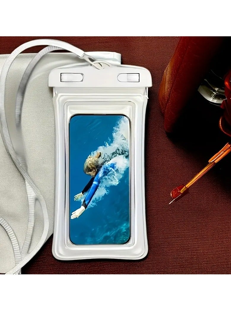 MUMO 4-Piece Waterproof  Mobile Phone Bag Floating Universal, Waterproof Mobile Phone Case Up To 7 Inches Suitable For Outdoor, Swimming, Boat And Beach, Family Vacation Beach Cruise Travel Essential Mobile Phone Drying Bag (White, Black, Blue, Pink) - Image 5