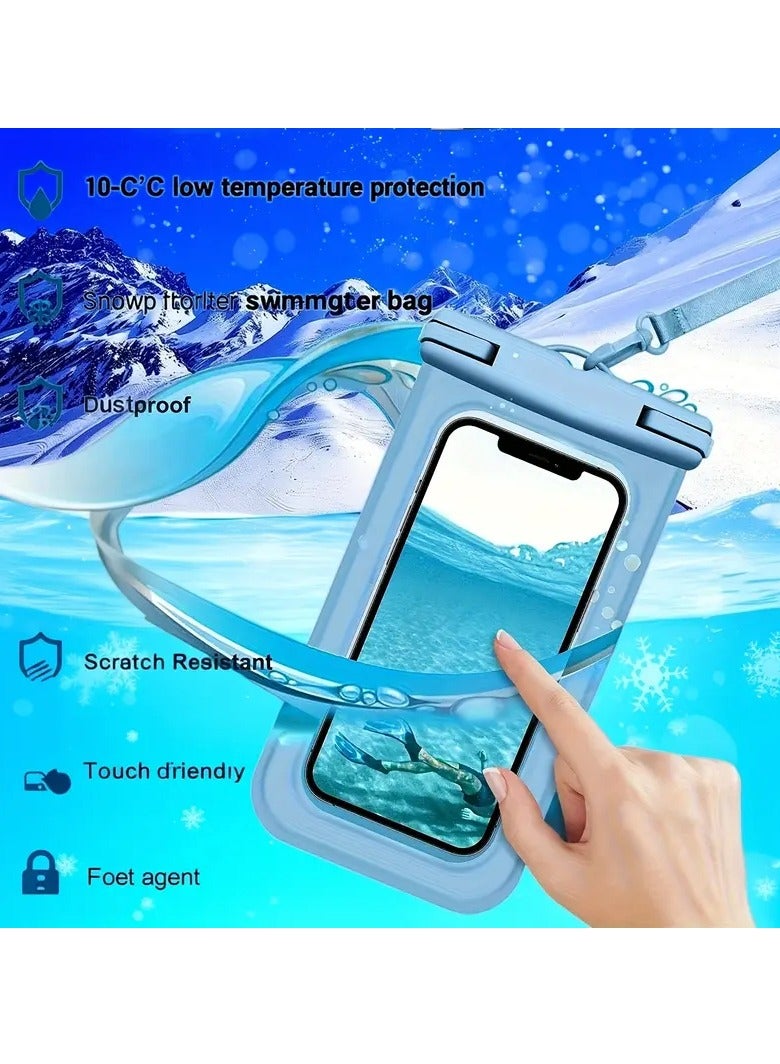 MUMO 4-Piece Waterproof  Mobile Phone Bag Floating Universal, Waterproof Mobile Phone Case Up To 7 Inches Suitable For Outdoor, Swimming, Boat And Beach, Family Vacation Beach Cruise Travel Essential Mobile Phone Drying Bag (White, Black, Blue, Pink) - Image 2