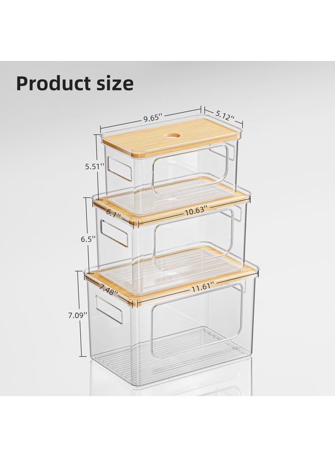 SUBEKYU Trash Bag Holder Dispenser,Garbage Bag Holder Dispenser,Trash Garbage Bag Organizer Under Sink,Bamboo Lid Container for Laundry Room Kitchen and Pantry Organization and Storage,set of 3 - Image 2