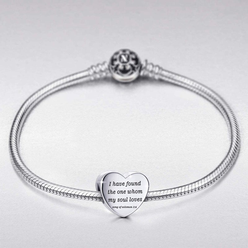MUERDOU Heart Charm Fit Pandora Charms Bracelet Christian Bible Verse Charm Prayer Faith Religious Charms Gifts for Women - Image 4