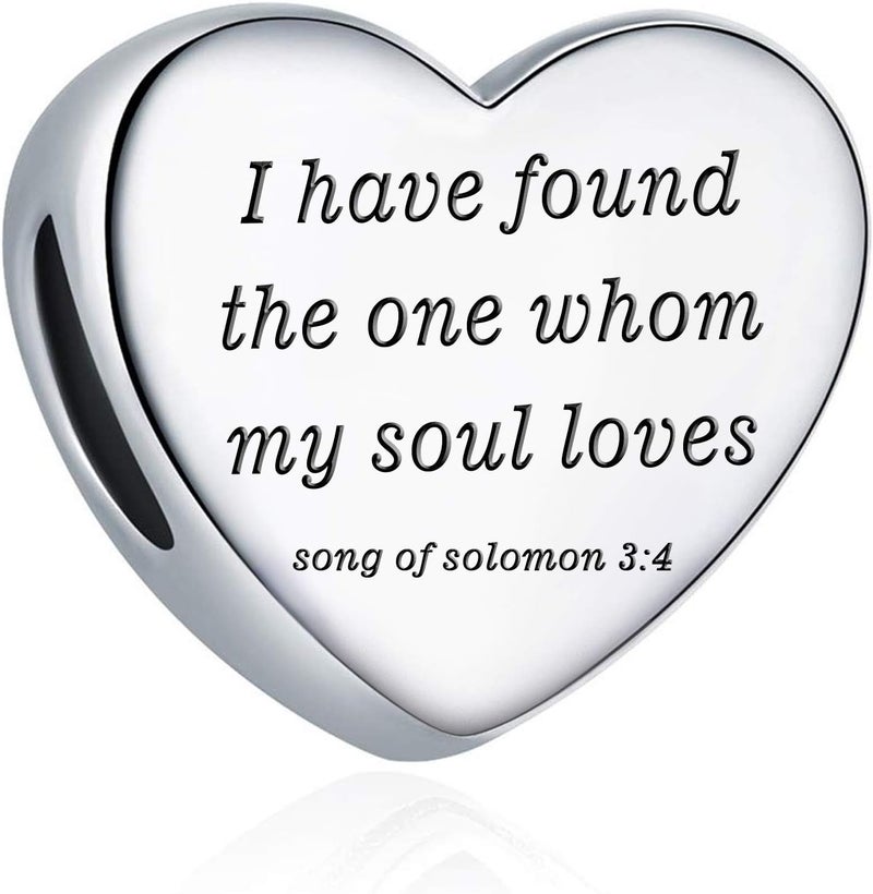 MUERDOU Heart Charm Fit Pandora Charms Bracelet Christian Bible Verse Charm Prayer Faith Religious Charms Gifts for Women - Image 1