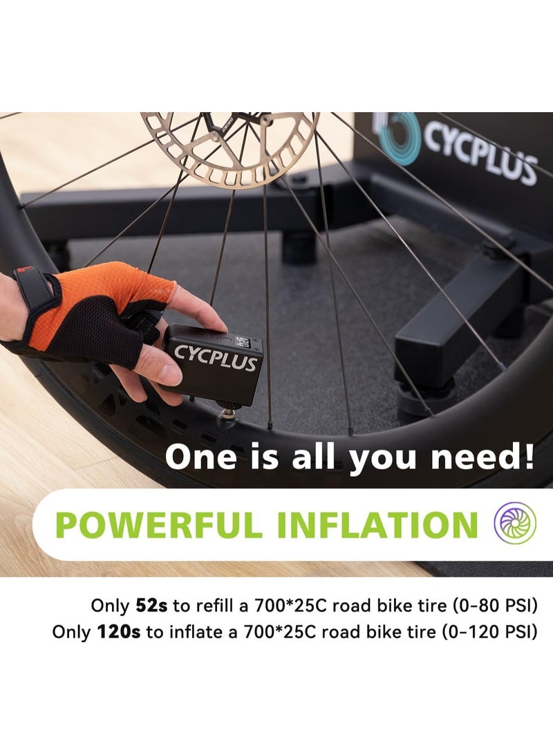CYCPLUS Tiny Pump Mini Bike Tire Pump with Gauge Max 120 PSI Electric Bicycle Air Pump Auto Stop AS2PRO Black - Image 5