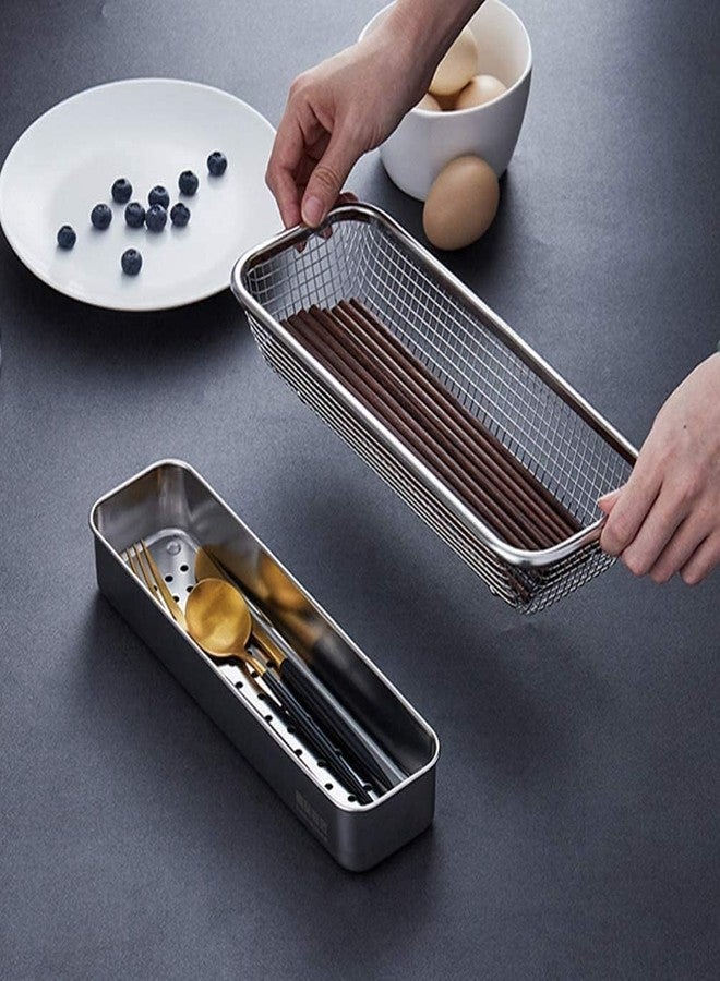 Portible Fridge Storing Basket for Fruits and Vegetables, Stainless Steel Rectangular Mesh Sink Drainer, Multipurpose Kitchen Colander, Food Washing Rack & Organizer Fruits, Veggies, Utensils, Durable - Image 2