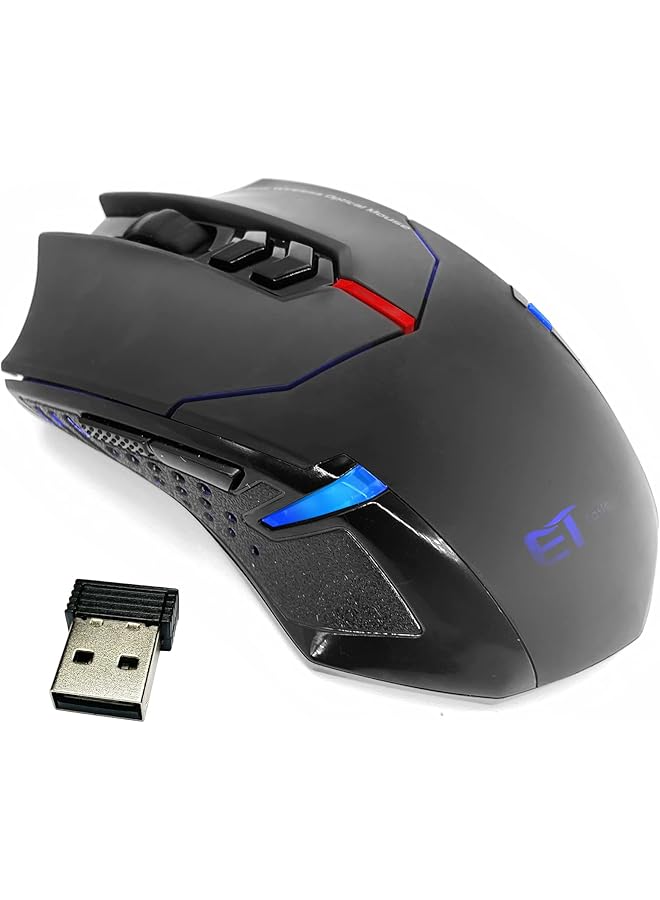 SKY-TOUCH Sky Touch Wireless Gaming Mouse With Unique Silent Click Ergonomic Grips 2400 Dpi 2 Programmable Side Buttons Breathing Backlit 7 Button Design Black - Image 1