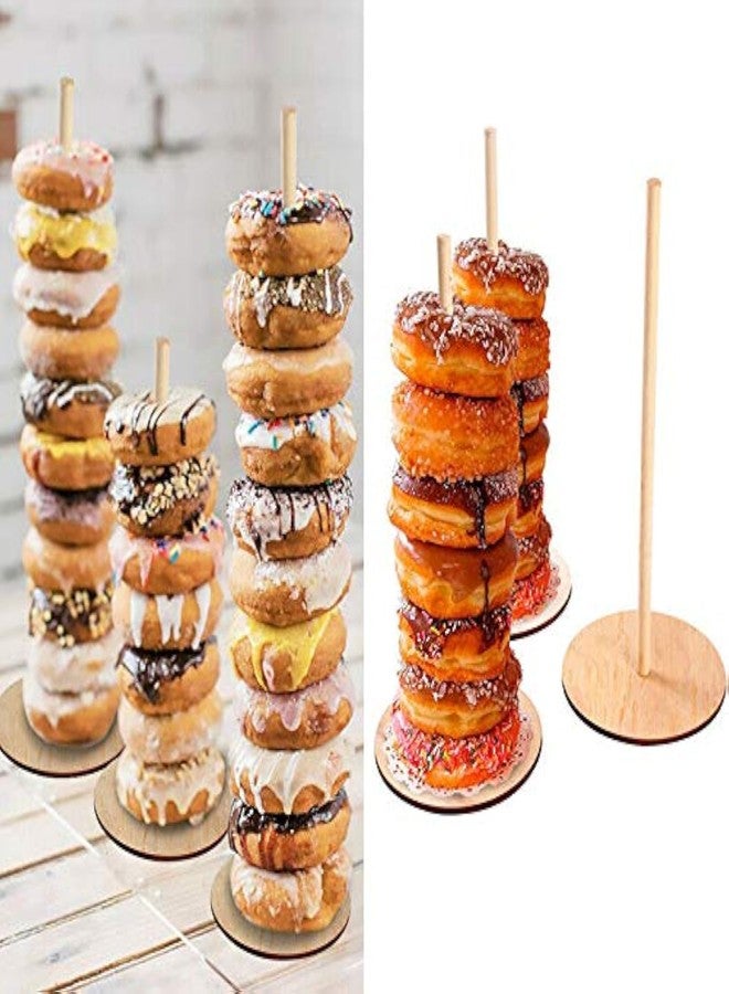 FICJEAD Donut Stand Bagel Holders for Party, 3 PCS Donut Tower Stand for Party, Wooden Dessert Display Dessert Table - Image 1