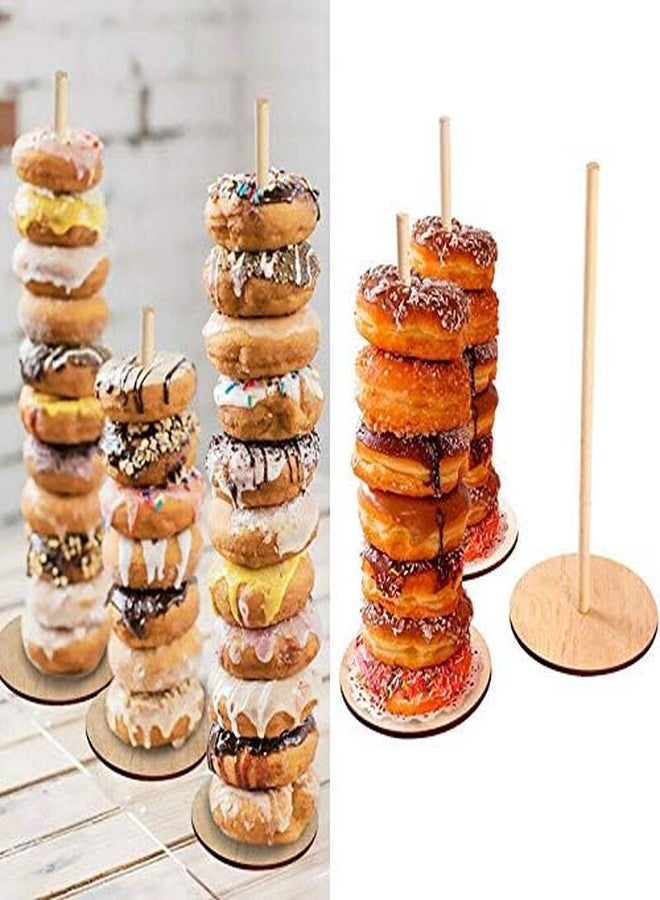 FICJEAD Donut Stand Bagel Holders for Party, 3 PCS Donut Tower Stand for Party, Wooden Dessert Display Dessert Table - Image 2