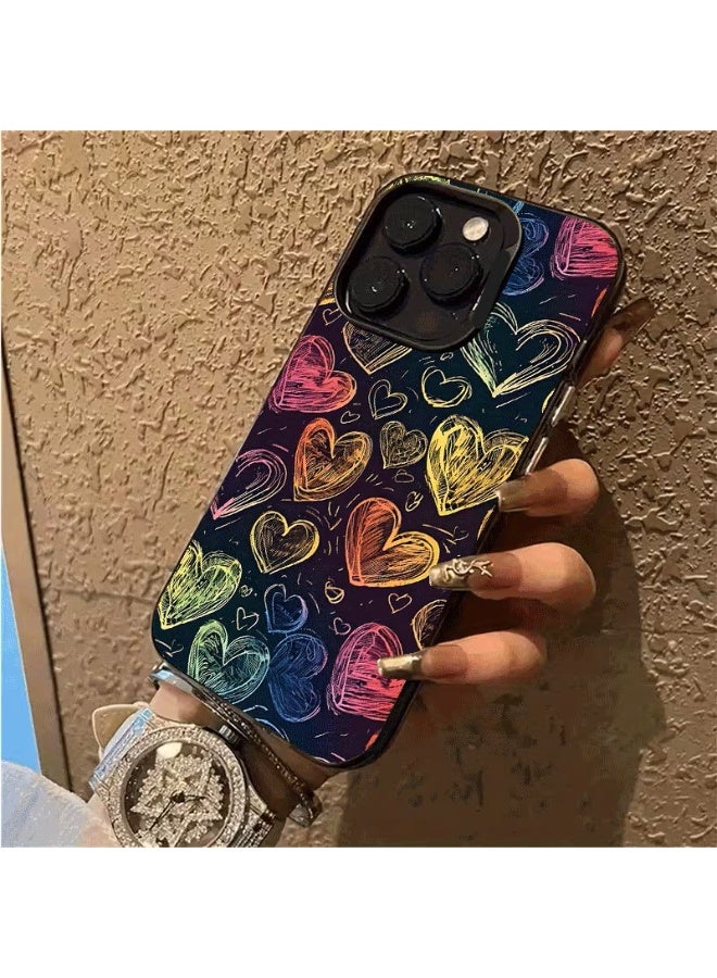 Temu iPhone case with a colorful heart design, perfect for a romantic love festival. This soft, glossy TPU case offers protection and shock resistance, making it an ideal gift for any occasion. Compatible with iPhone 15 Pro. - Image 3