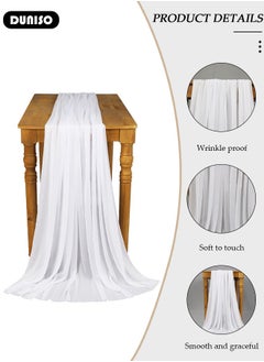 DUNISO 4m Cheesecloth Table Runner, Beige Wedding Table Runner, 78x400 cm Boho Gauze Table Runner, Rustic Sheer Table Decor for Romantic Bridal Shower, Baby Shower, Birthday Party Table Decorations  - Image 2